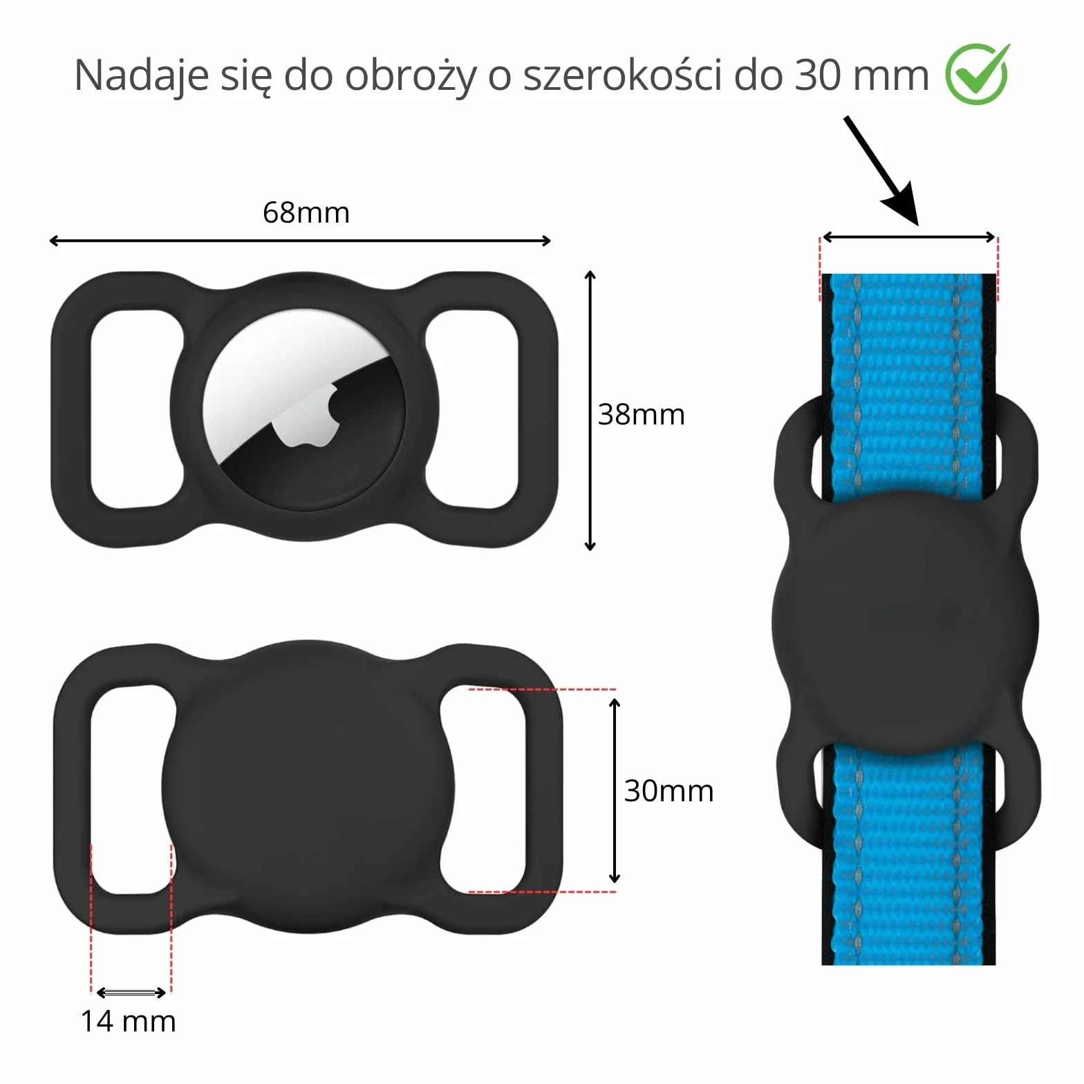 Obroża psa Etui pies dla Apple AirTag - silikonowa GPS dla zwierząt domowych - ochrona przed zgubieniem psa, kota, obroża ochronna – mała i kompaktowa (Czarny)