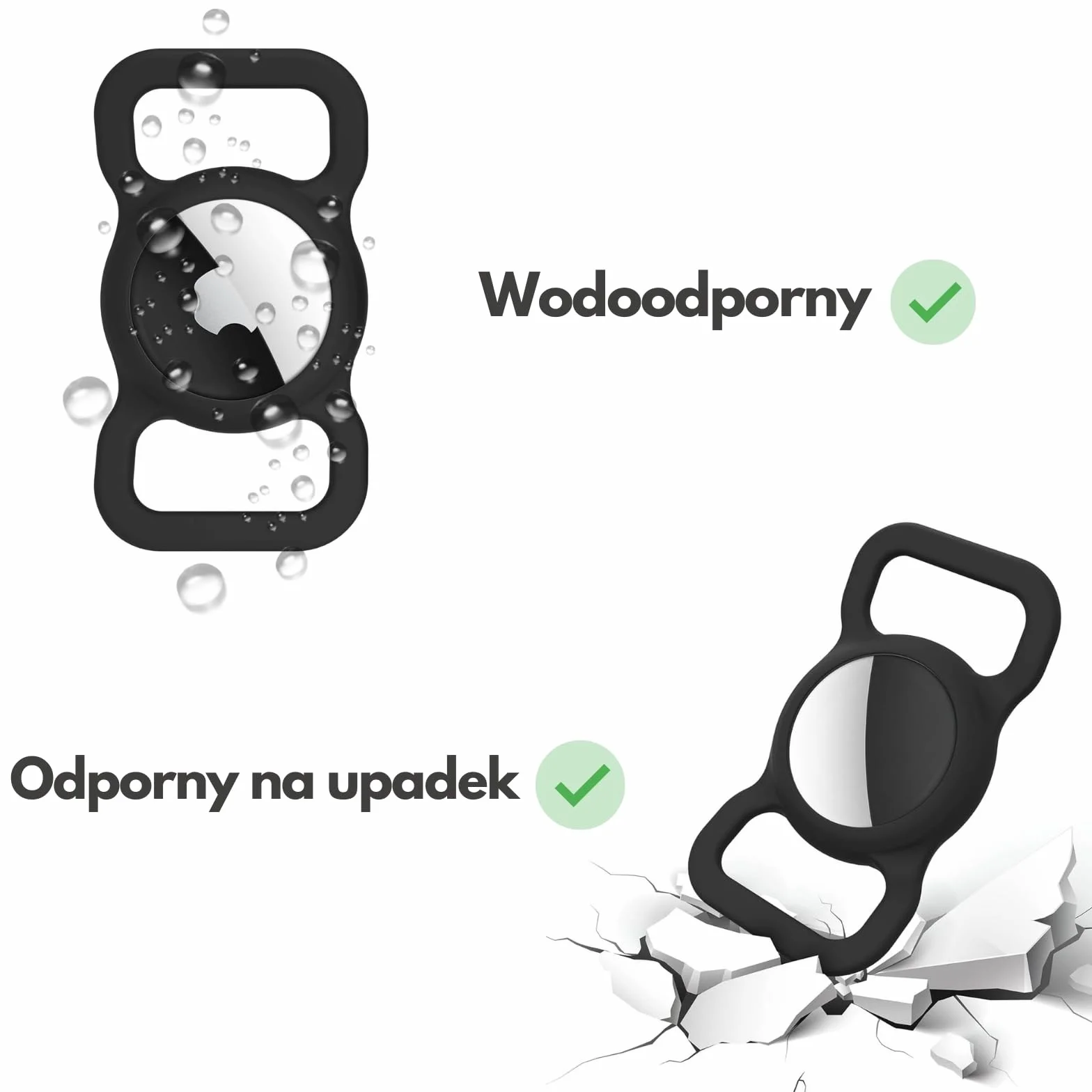 Obroża psa Etui pies dla Apple AirTag - silikonowa GPS dla zwierząt domowych - ochrona przed zgubieniem psa, kota, obroża ochronna – mała i kompaktowa (Czarny)
