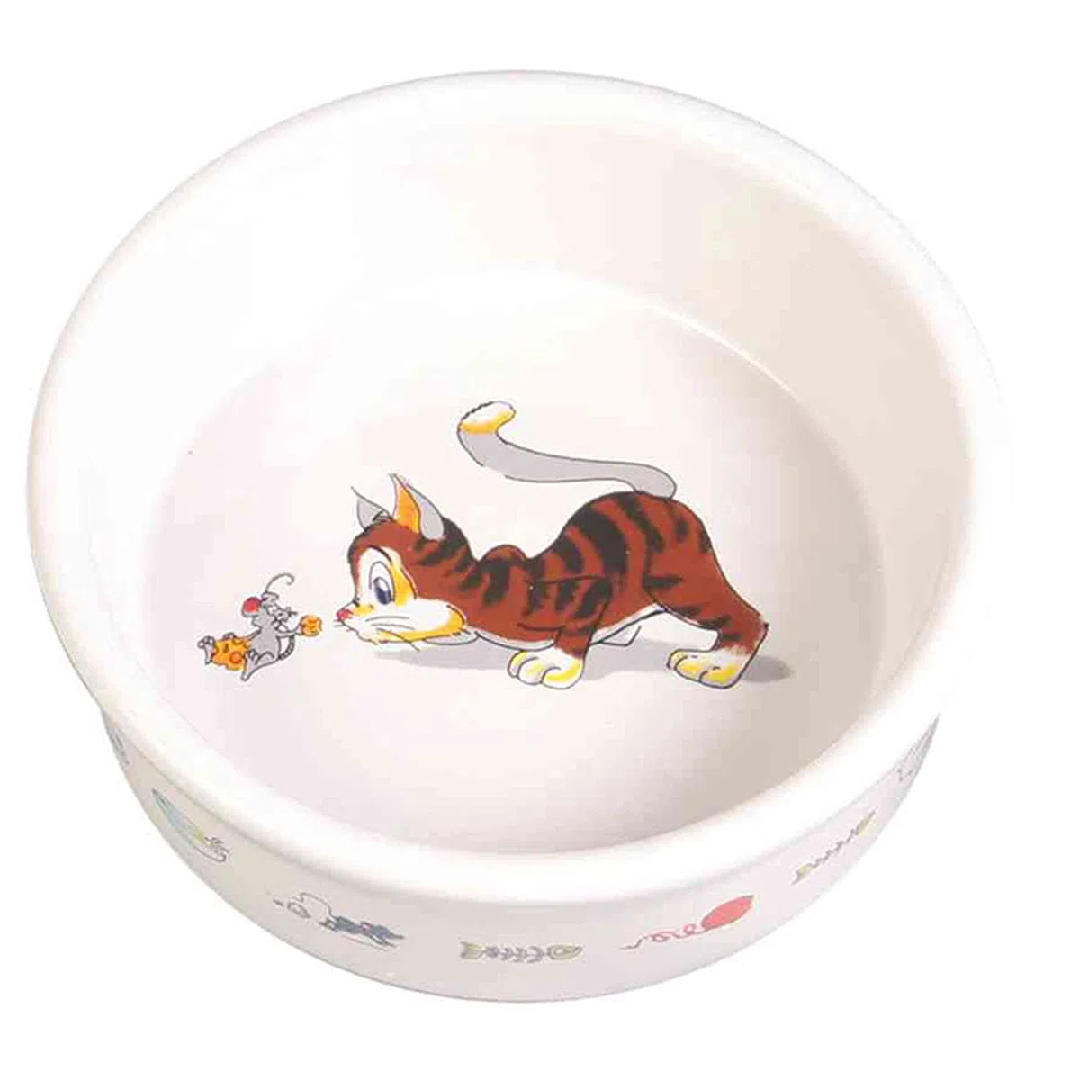 Trixie Ceramiczna miska dla kota z motywem, 0,2 l, biała