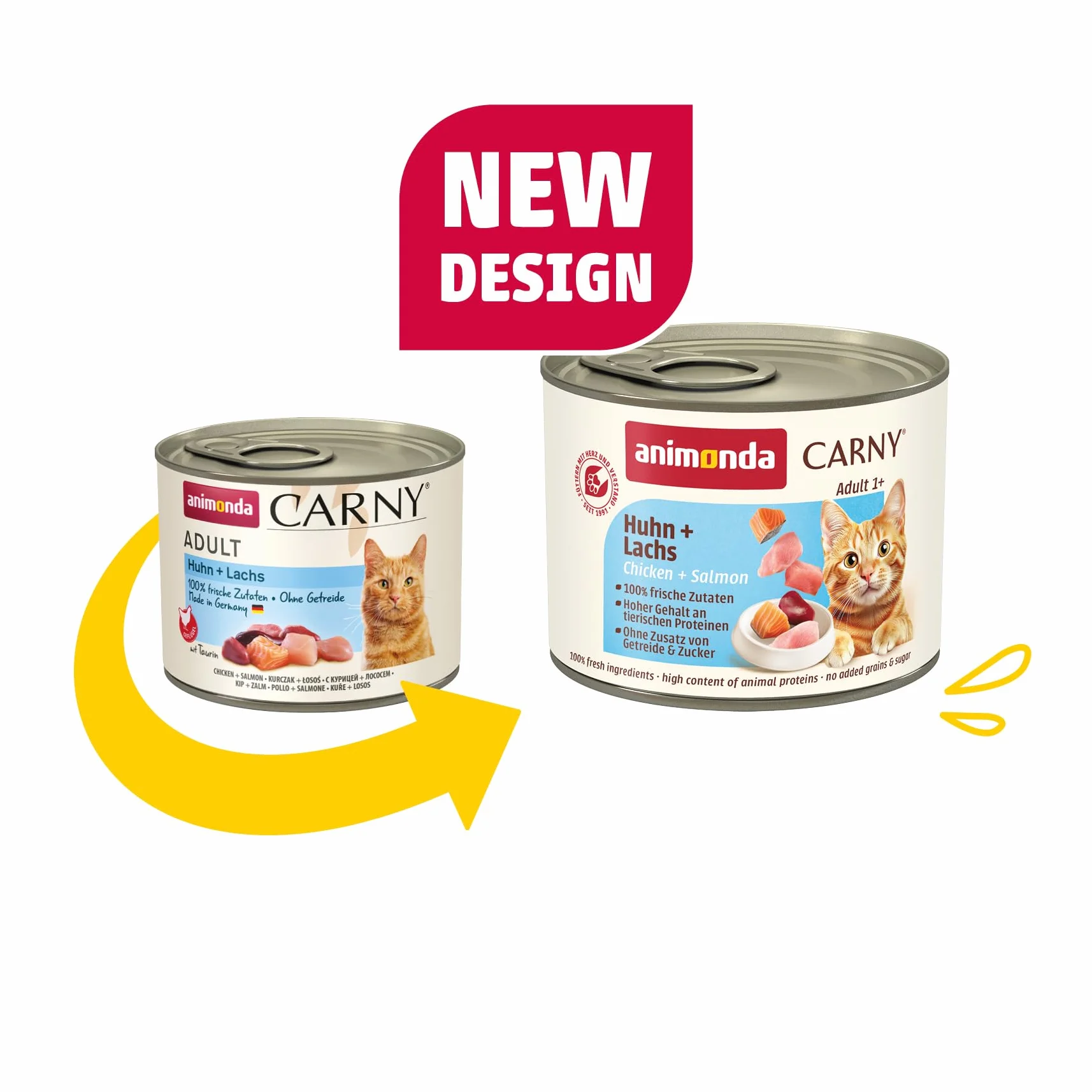 animonda Carny Dorosły karma dla kotów, mokra karma dla dorosłych kotów, kurczak + łosoś, 6 x 200 g